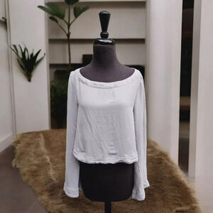 Free People Stars Aligned Bell Sleeve  Crop Top Pale Purple Lagenlook XS